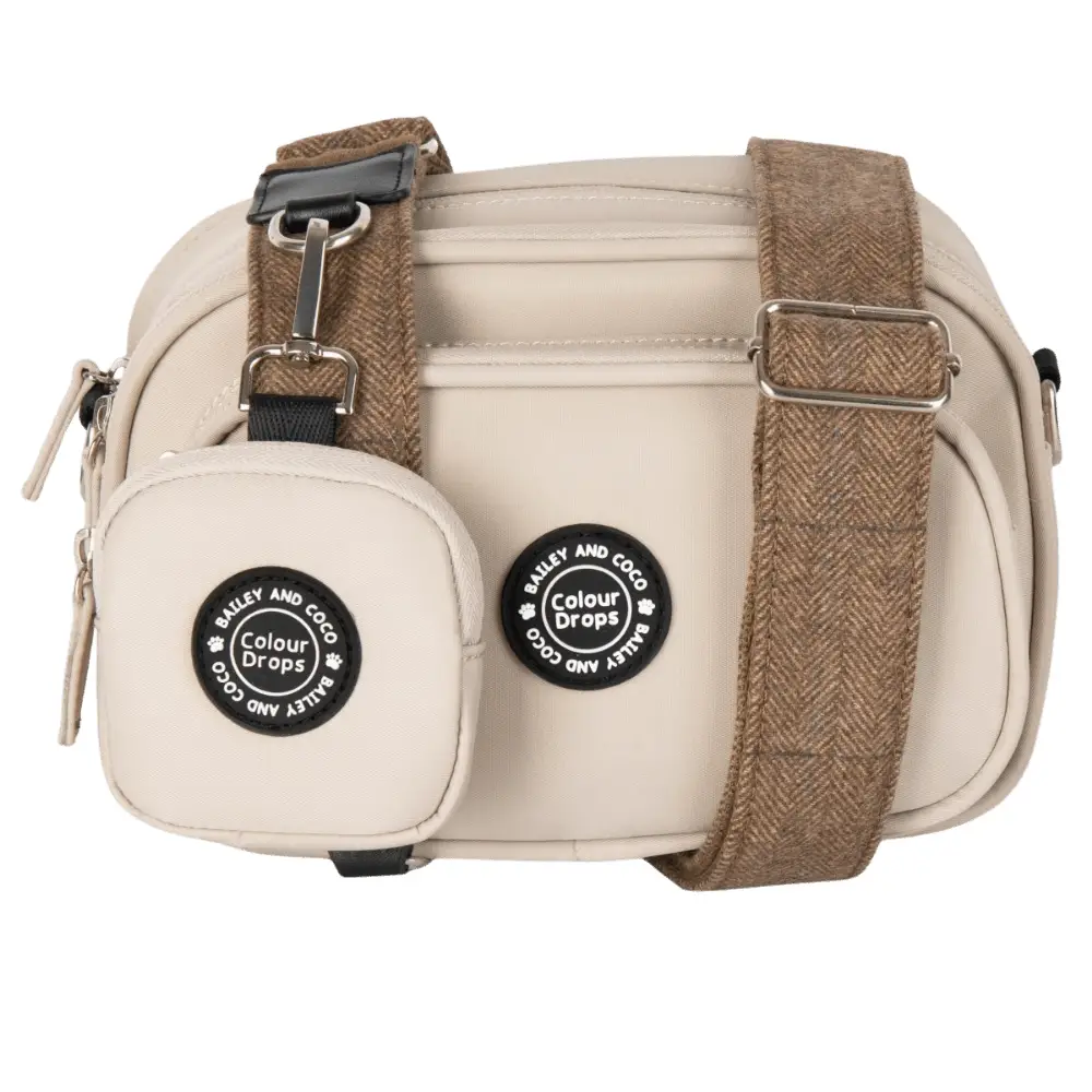 Dog Walking Bag - Latte with Oxford Tweed Strap