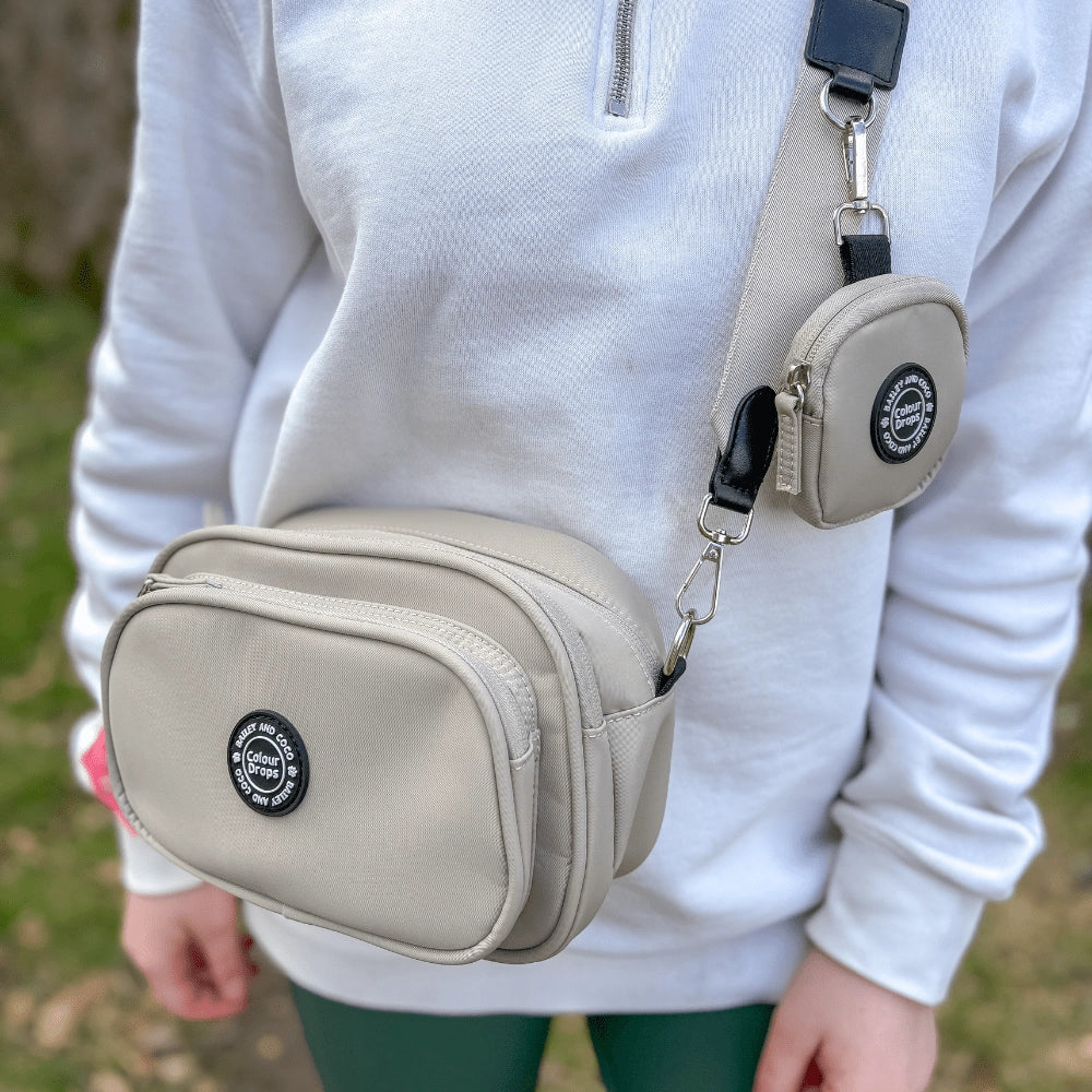 Dog Walking Bag - Latte with Oxford Tweed Strap - Image 5