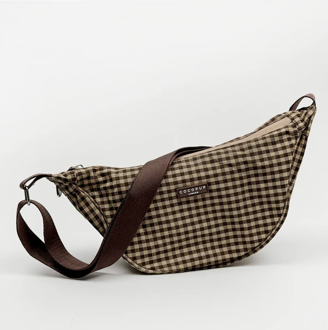 Crossbody Crescent Dog Walking Bag - Cotswolds Check - Image 4