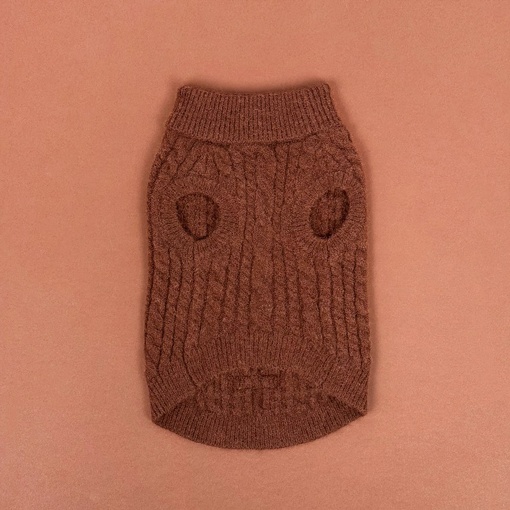 Cable Knit Jumper - Hot Coco - Image 3
