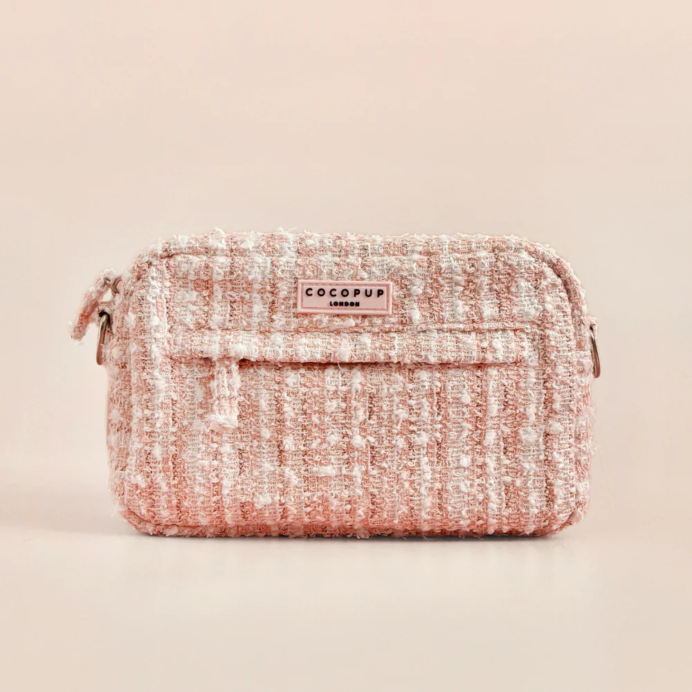 Dog Walking Bag - Pink Textured Tweed