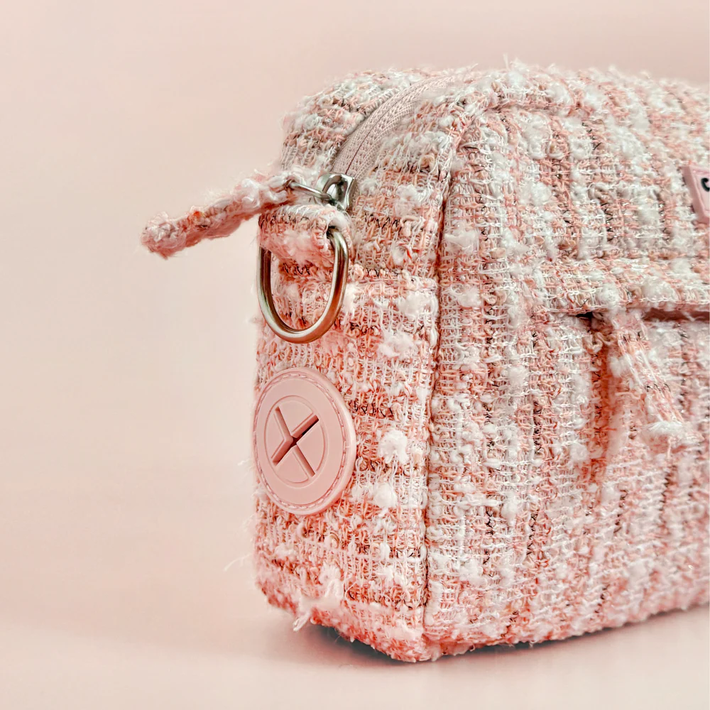 Dog Walking Bag - Pink Textured Tweed - Image 2