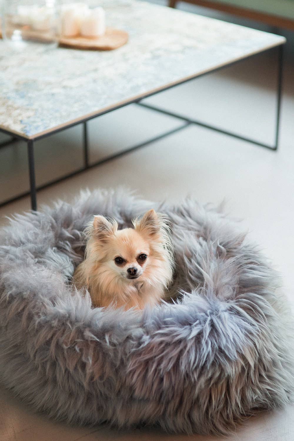 Grey Sheepskin Pet Bed: 40cm - Image 3
