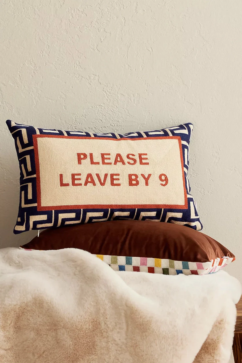 Please Leave By 9 Needlepoint Cushion - Image 2