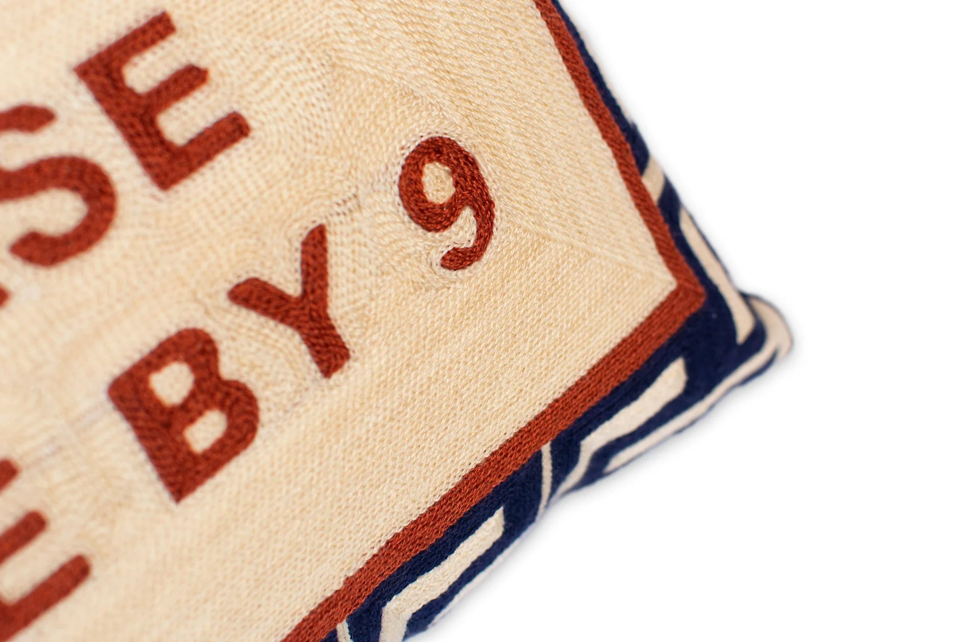 Please Leave By 9 Needlepoint Cushion - Image 3