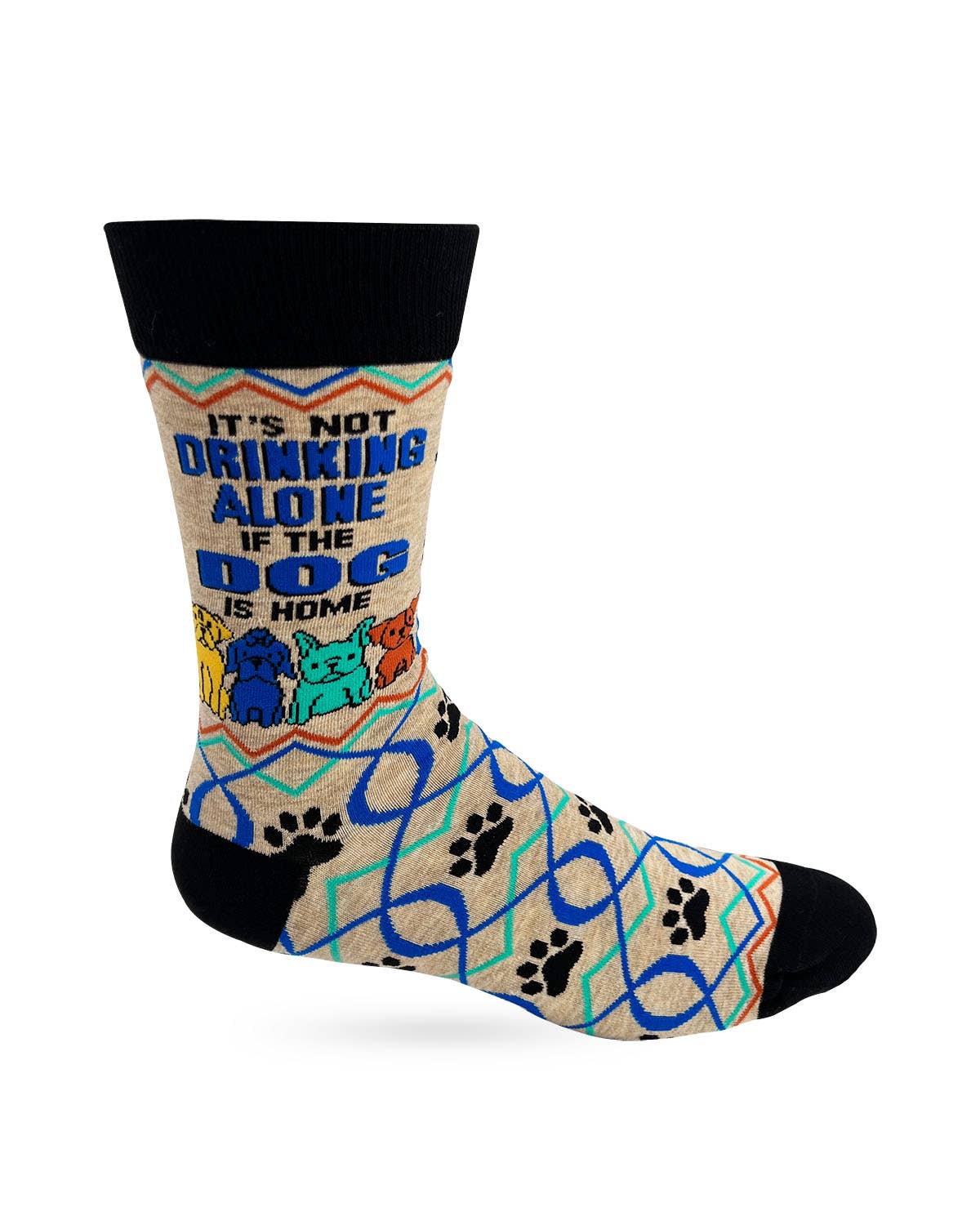 It’s Not Drinking Alone if the Dog is Home Men's Novelty Crew Socks - Image 2