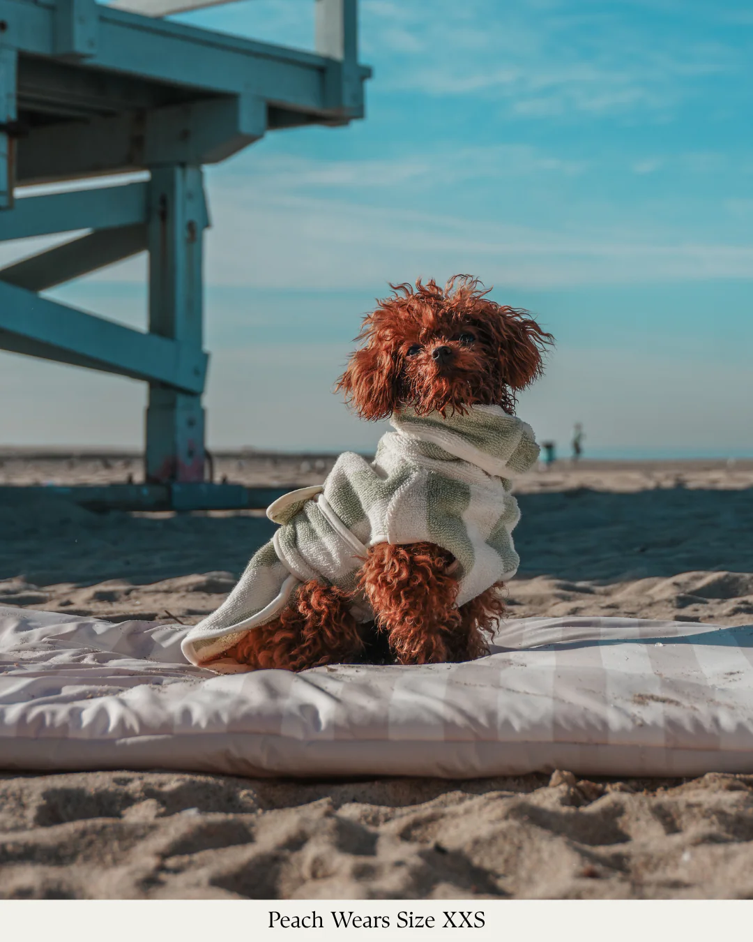 Matcha Stripe | The Cosy Cloak Drying Robe: M - Image 6