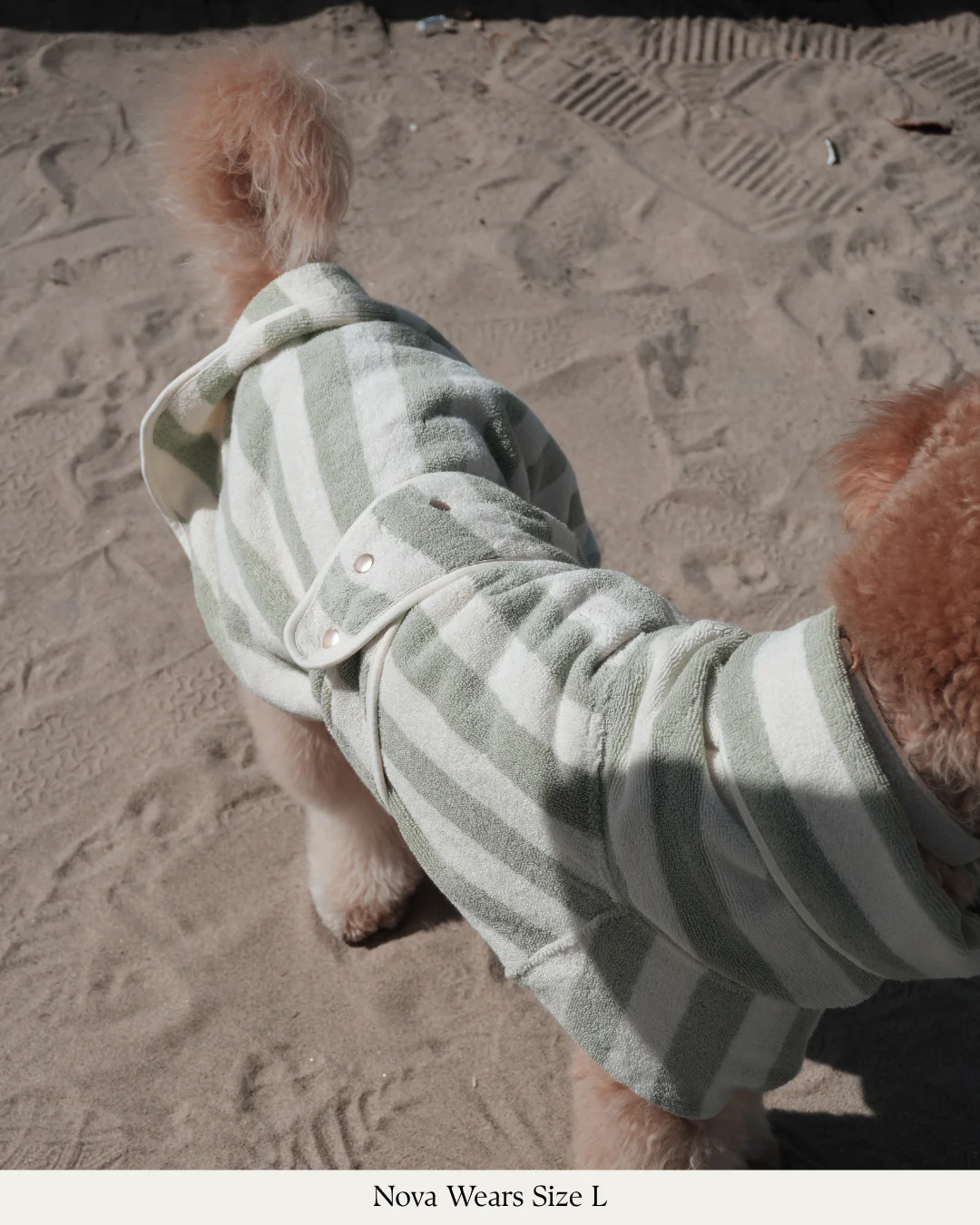 Matcha Stripe | The Cosy Cloak Drying Robe: M - Image 8