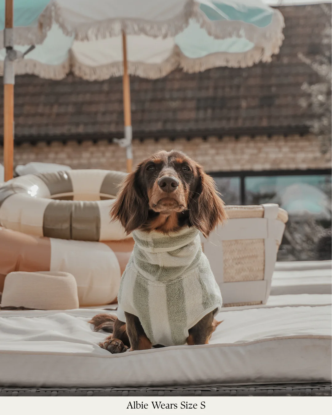 Matcha Stripe | The Cosy Cloak Drying Robe: S - Image 4