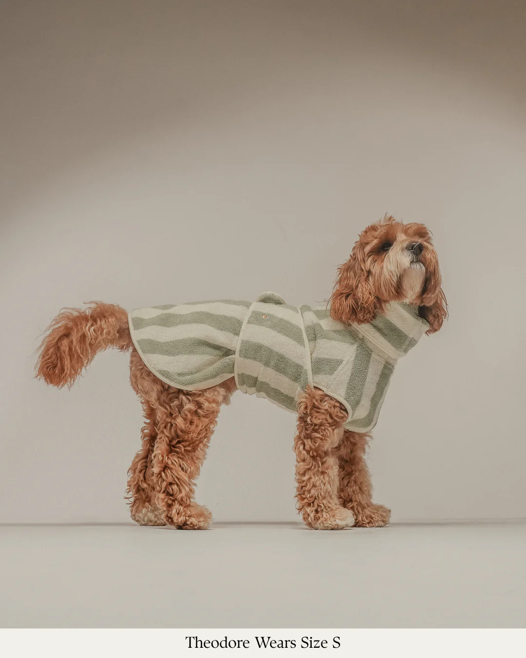 Matcha Stripe | The Cosy Cloak Drying Robe: S - Image 5
