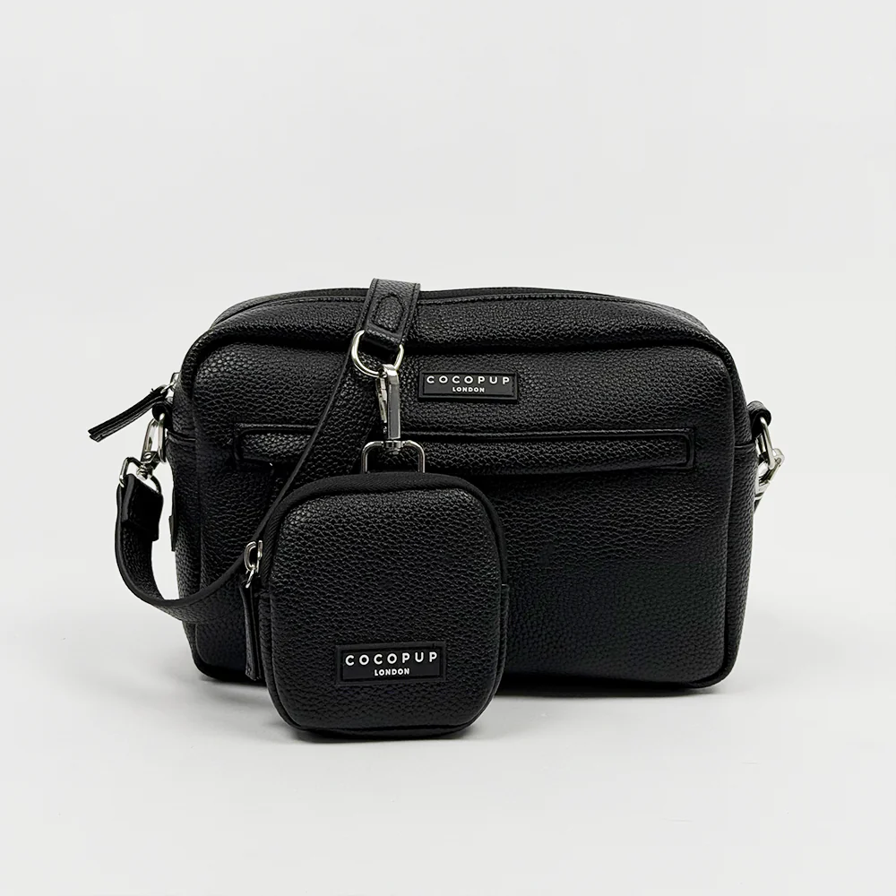PU Leather Dog Walking Bag Bundle - Black