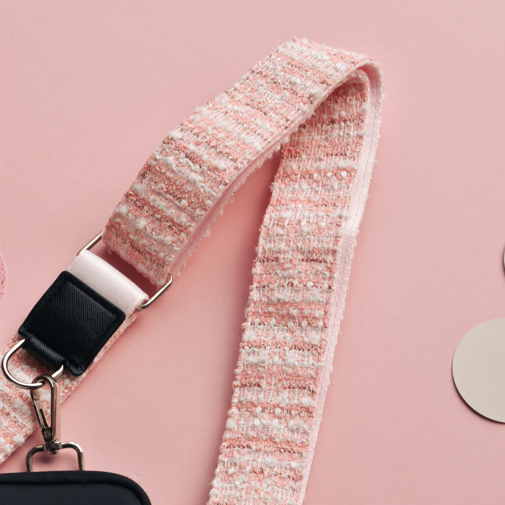 Textured Tweed Bag Strap - Pink - Image 2