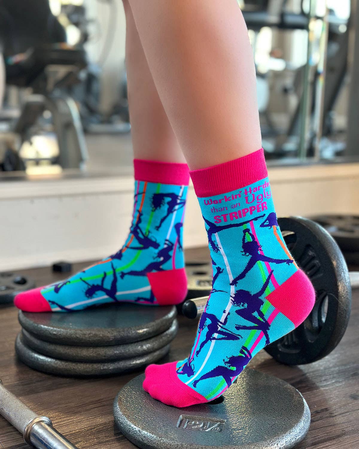 Workin' Harder Than an Ugly Stripper Women's Crew Socks - Image 4